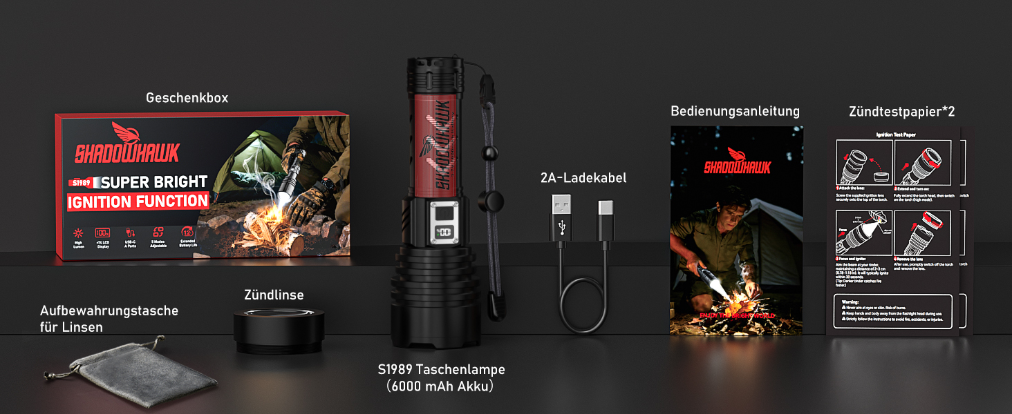 Ліхтарик тактичний Shadowhawk LED 1,000,000 LM, 50W, 1000м, IP67, з LCD-дисплеєм, чорний - для виживання, кемпінгу, активного відпочинку