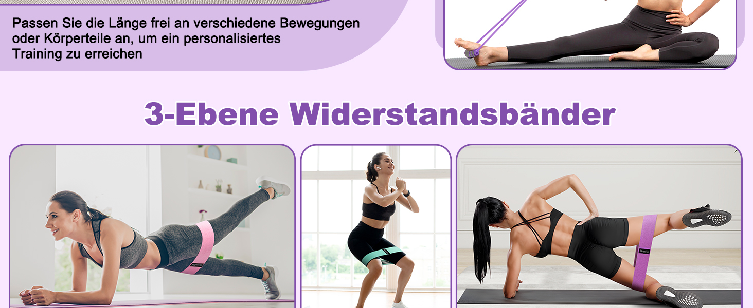 Набір для пілатесу: кільце, фітнес-м'яч, турнік для стегон, еспандер у формі 8, ремінь для йоги та стрейчингу. Фітнес-обладнання для дому. Колір: фіолетовий