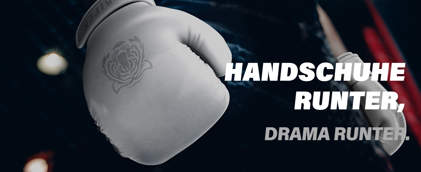 Боксерські рукавички Dripex Boxhandschuhe, рукавички для боксу та спарингу, шкіряні, для ММА, кікбоксингу, боксу, ММА, для чоловіків, жінок, підлітків (12 OZ, Weißer-Tiger)
