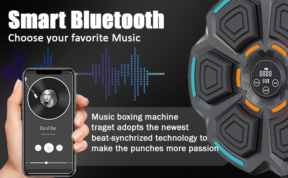 Bluetooth музичний смарт-бокс для дому зі стінним кріпленням, боксерське обладнання для тренувань та зняття стресу, з боксерськими рукавичками для дітей і дорослих