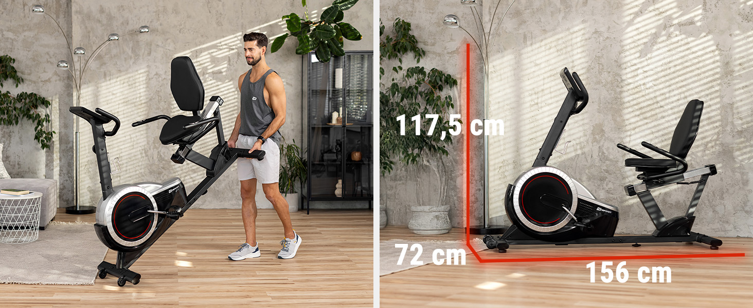 Велотренажер Hop-Sport Liegeergometer з LCD-дисплеєм, срібний - для дому, для літніх людей, витримує до 130 кг