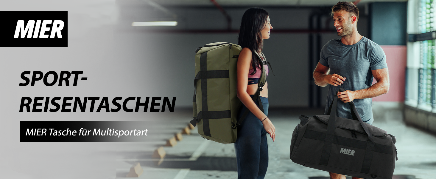 Спортивна сумка-рюкзак MIER 60L для подорожей та фітнесу, містка дорожня сумка з відділенням для взуття, зелена