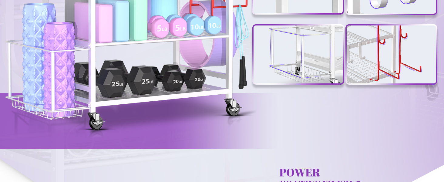 Килимок для йоги Mythinglogic Regal з органайзером для гантелей, ролика для фасції, гирі та блоку для йоги. Підходить для дому та спортзалу