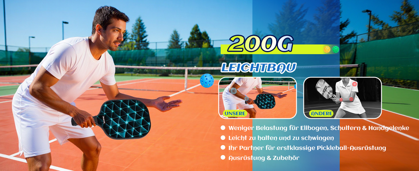 Набір для піклболу JOY SPOT 2 шт. з 4 м'ячами та сумкою – легкі ракетки з фібергласовою поверхнею для чоловіків, жінок та початківців – ідеально для гри в приміщенні та на вулиці