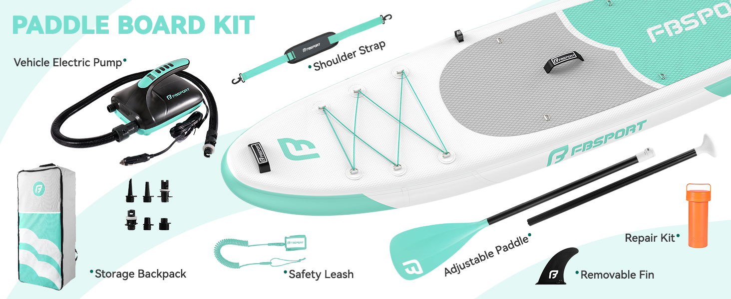 FBSPORT SUP дошка Stand Up Paddle 335 см для дорослих, надувна, з антиковзким покриттям, комплект з веслом, насосом та аксесуарами для йоги, подорожей та серфінгу (Фруктів зелений)