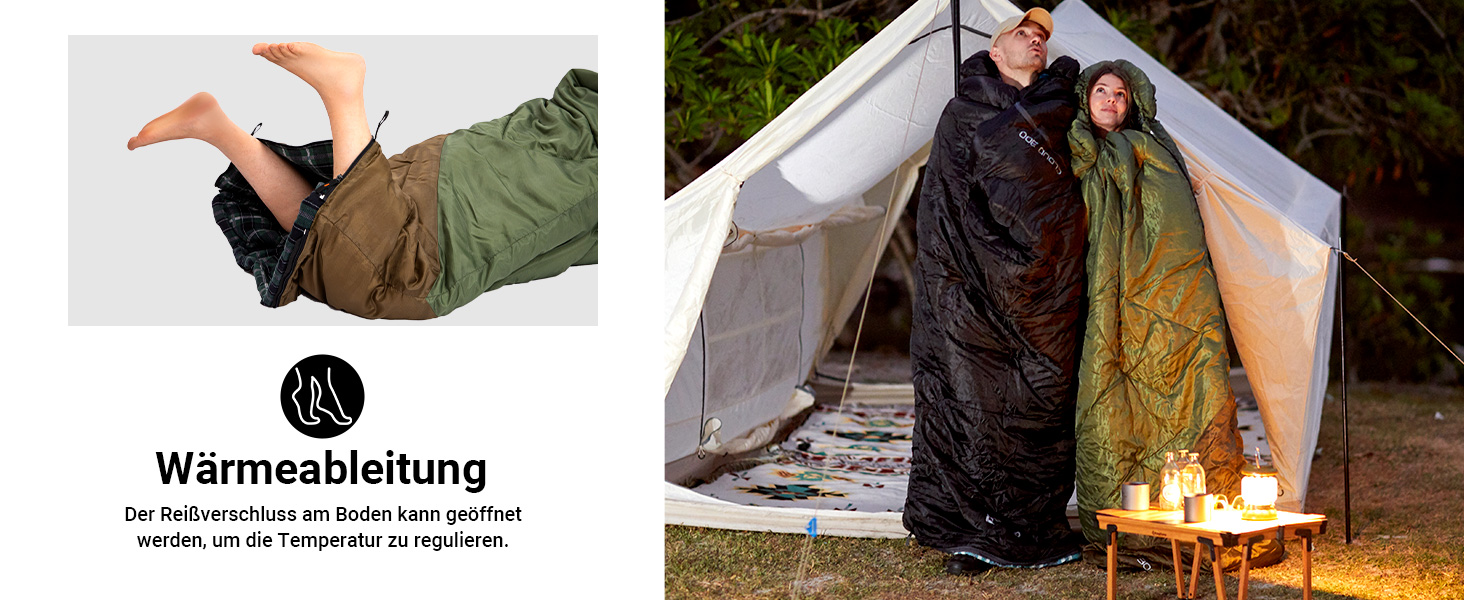 Сплячий мішок KingCamp Flannel для дорослих, 3-4 сезони, ультралегкий, бавовна, теплий, ковдровий, водонепроникний, для кемпінгу (зелений/коричневий, L, блискавка)