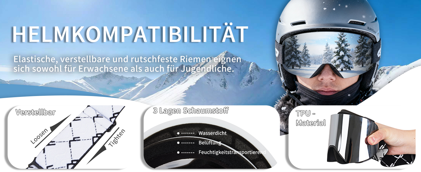 Скі-маска VCOROS YH693C з магнітною OTG, захист від УФ, проти запотівання, REVO покриття, регульований ремінь, сноуборд маска для катання на лижах 02-Срібло/Білий (VLT13%)