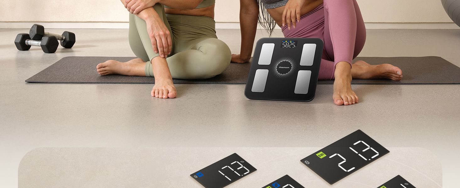 Ваги Bluetooth для аналізу складу тіла Personenwaage: ваги для вимірювання жиру, BMI, 20 показників, до 180 кг, iOS/Android