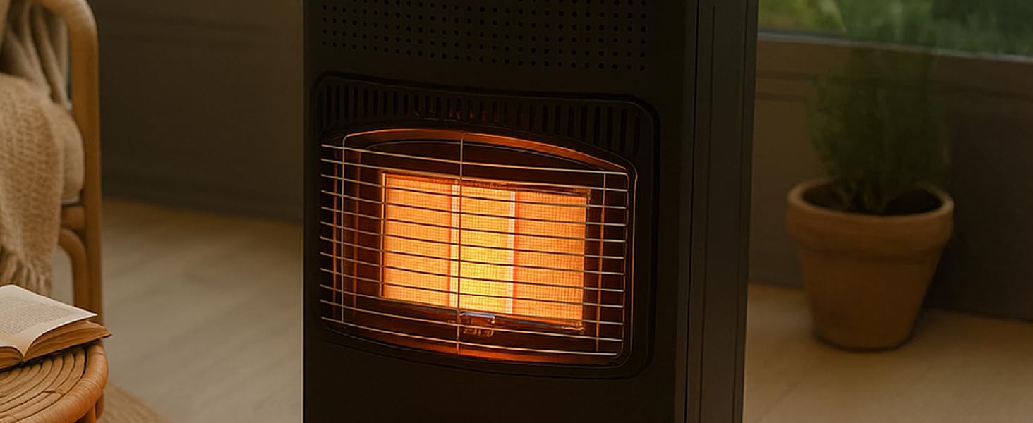 Газова обігрівач Juskys® GS42US чорного кольору - 4200 Вт з регулятором тиску та шлангом. Мобільний, ефективний та економічний газовий нагрівач/піч/обігрівач