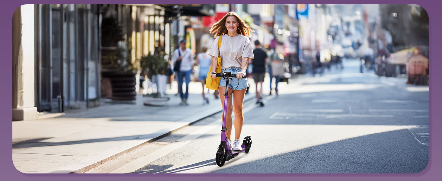 Самокат трюковий Kickscooter для дітей 8-12 років та дорослих, колеса 200мм, дискові гальма, складний, фіолетовий