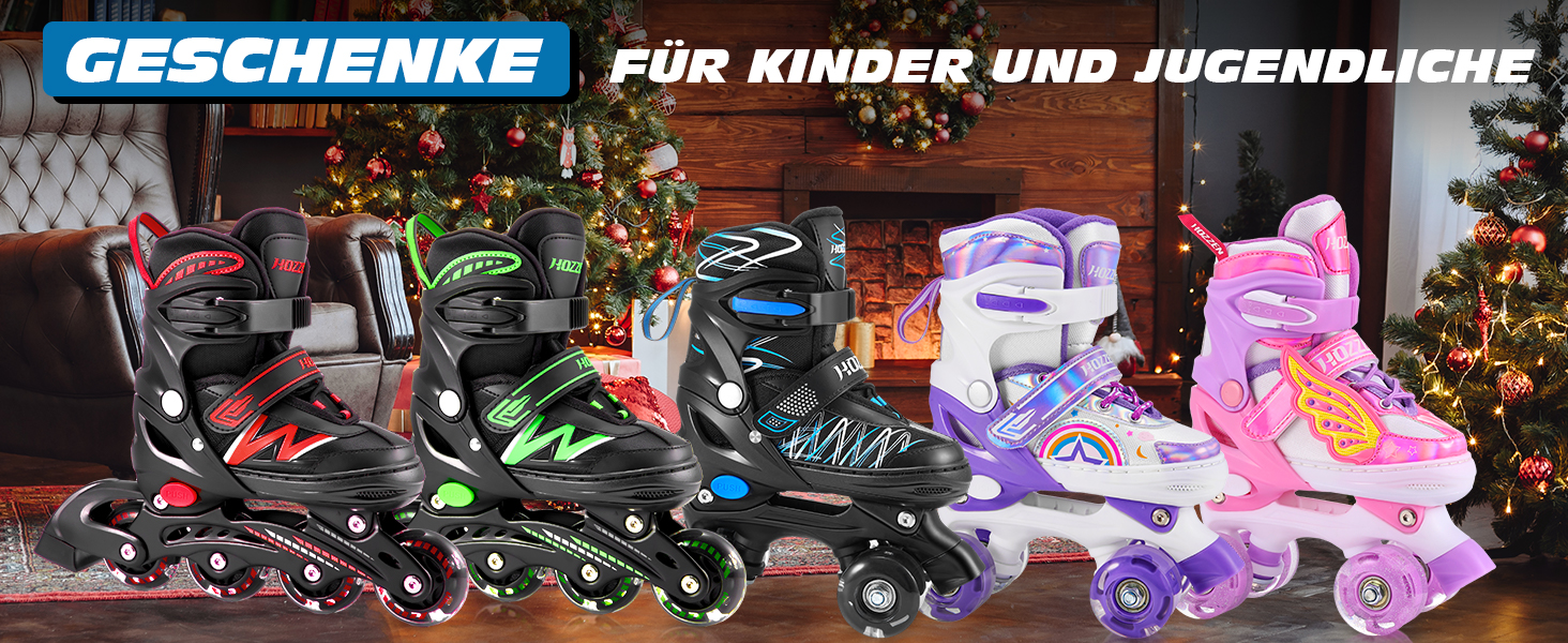 Ролики дитячі ролики для дівчаток та хлопчиків, 4 розміри, регульовані, для початківців, зручні, дихаючі, ролики для дітей, подарунок на Різдво та день народження, Roa-Violette (S, Blue-Black)