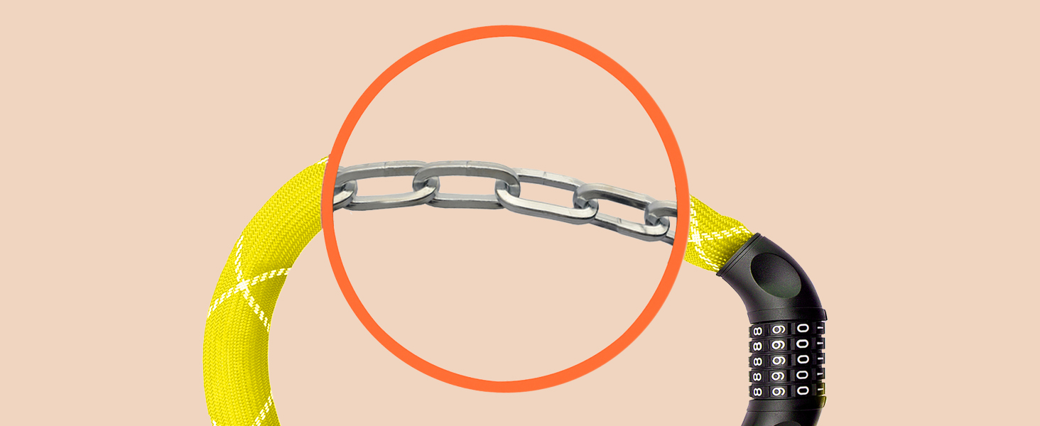 Замки для велосипеда Nean: надійний захист з цифровим кодом та міцною обмоткою, 6x6x900 мм (жовтий)