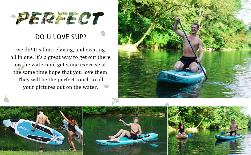 UPWELL Надувна SUP-дошка 320/335 см для дорослих і підлітків з преміум аксесуарами: рюкзак, гермомішок 10 л, 2-в-1 весло, страхувальний лиш, ручний насос, плавці