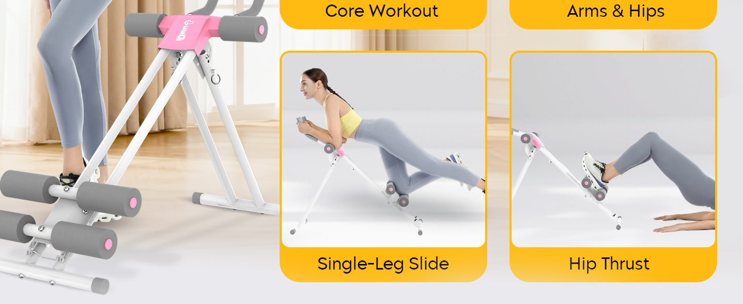 Тренування пресу GuuG: компактний тренажер для дому, для чоловіків та жінок, рожевий