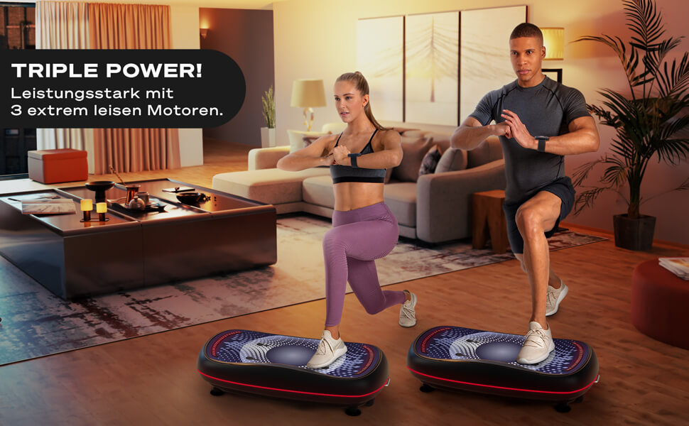 Платформа для вібрації Sportstech 4D Premium VP500 з LED-дисплеєм та Bluetooth | Для фітнесу та йоги вдома | Німецька якість