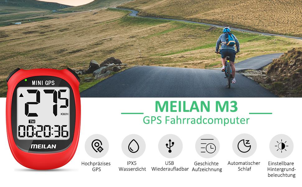 Велокомп'ютер MEILAN M3 Mini GPS, водонепроникний, червоний