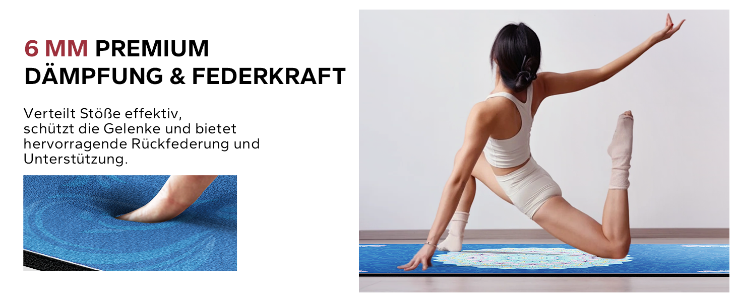 Йога мат HAPBEAR XXL: широка, спортивна, фітнес-мат з антиковзаючим покриттям 198x137 см / 183x116 см / 6 мм, надзвичайно міцна, для пілатесу, тренажерного залу, дому, тренувань, зелена