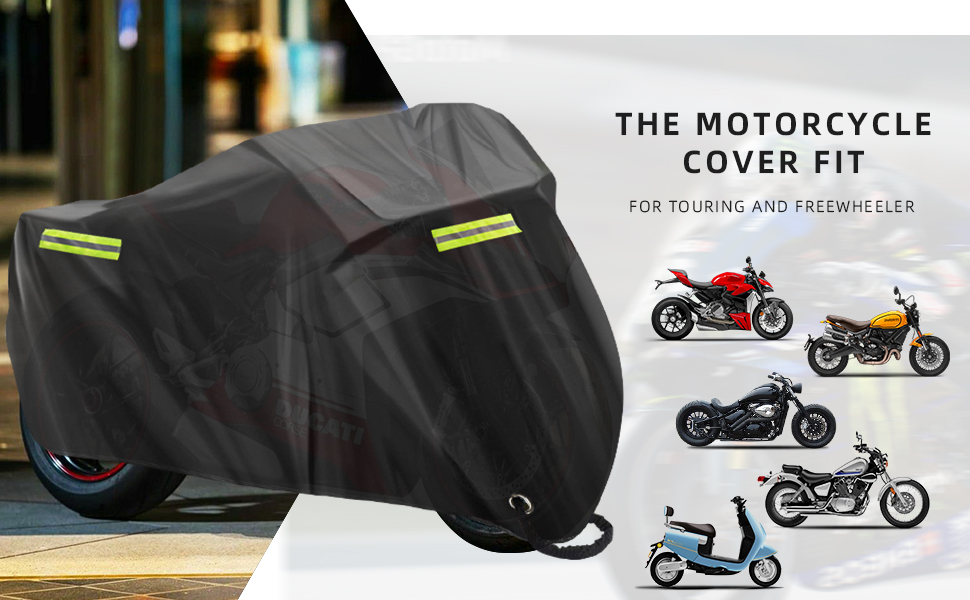 Чохол для мотоцикла 210D Oxford, захист від подряпин, водовідштовхувальний, для Harley-Davidson, Honda, Suzuki, Yamaha (245 x 105 x 125 см)