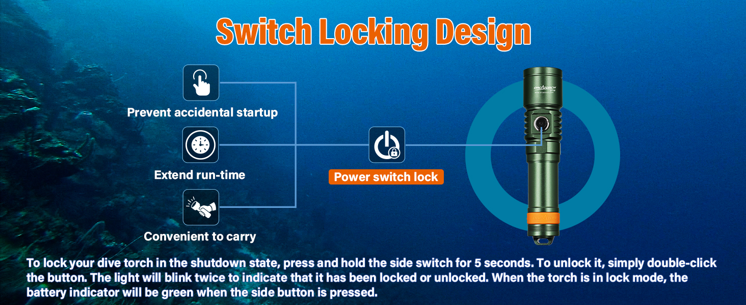 Ліхтар під водою ORCATORCH DC710 LED 3000 Люмен, USB-C, IP68, 150м, зелений