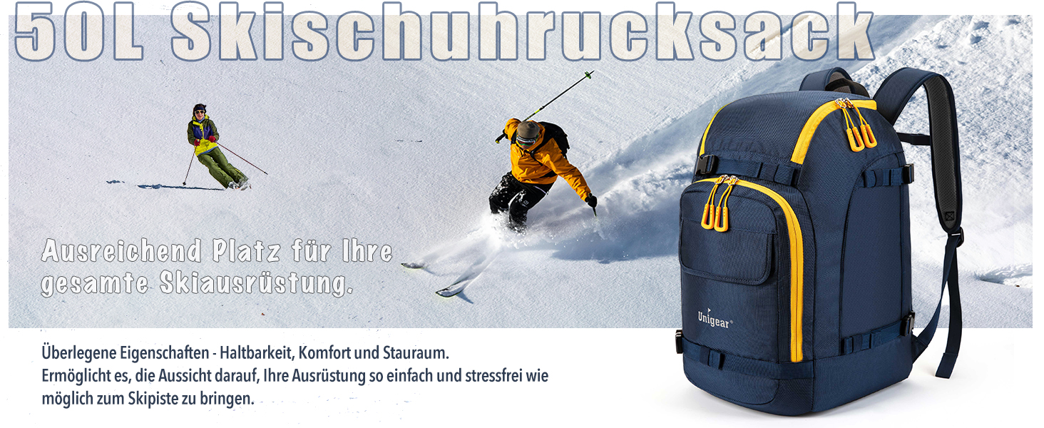 Рюкзак для гірськолижного спорядження Unigear 50/70L з кишенею для шолома, чорний, 50/70 літрів