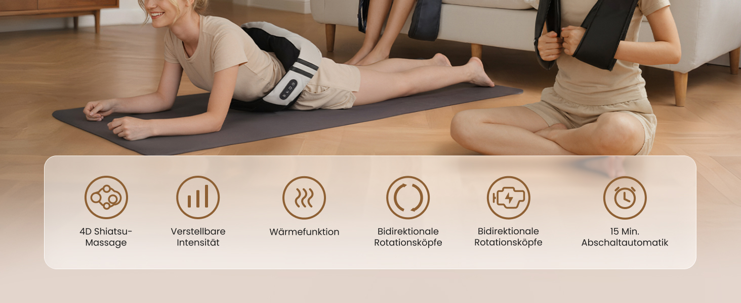 Масажний накид для крісла з підігрівом та 3D масажем, Shiatsu масажер для спини з 3 рівнями інтенсивності, Romm (V-WMN01)