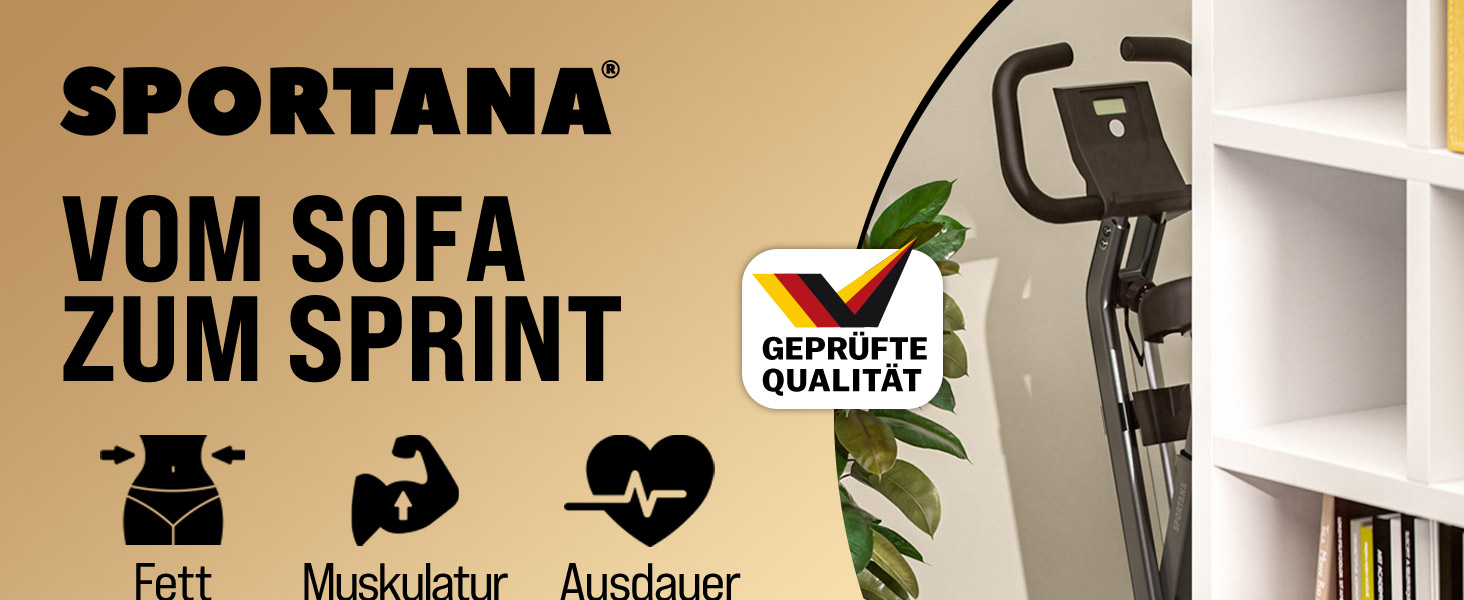 Електровелотренажер SPORTANA® EAGLE 2-в-1: Складаний, з LCD-дисплеєм, регульованою висотою, з фітнес-гумками. Hometrainer, фітнес-велосипед, тренажер для дому