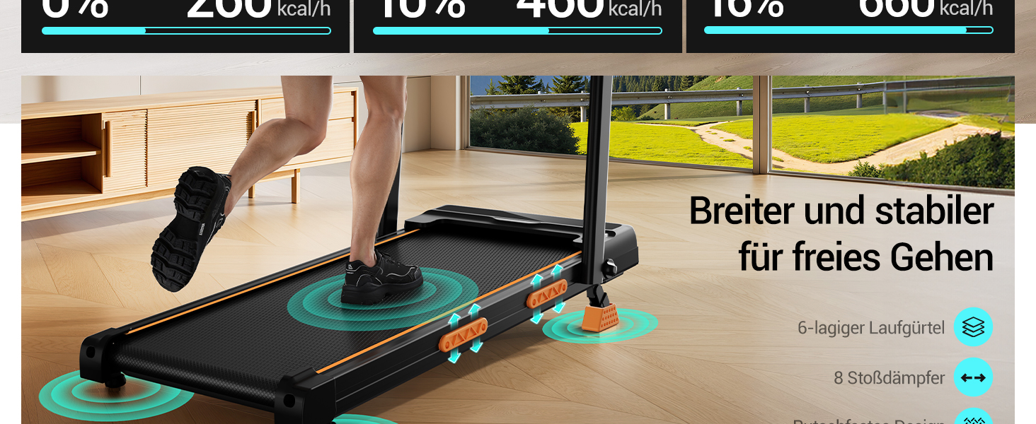 Біговий тренажер CURSOR для дому, складаний, 10 км/год, нахил 16%, безщітковий двигун 3.0CV, максимальне навантаження 136 кг, помаранчевий