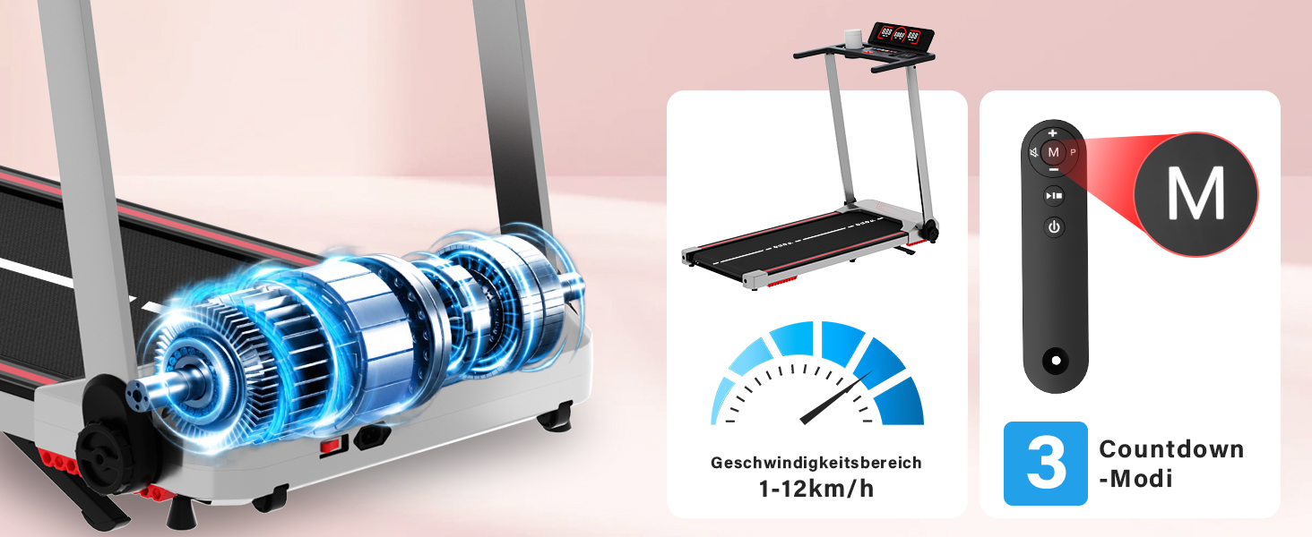 Біговий тренажер для дому з нахилом 10%, Walking Pad, складаний, 3.5HP, з Bluetooth, 12 програм, LED-дисплей, срібний