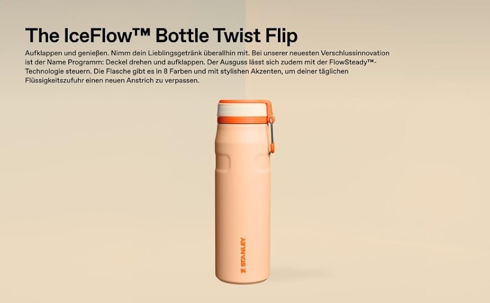 Термос-пляшка STANLEY 1913 IceFlow Bottle Twist Flip 0.47L, сталева вакуумна пляшка для напоїв (Shale)