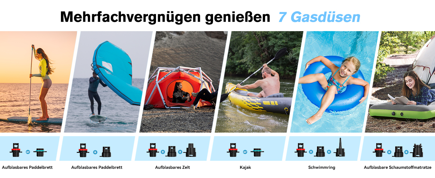 Електричний насос для SUP Hydrohero 20PSI з автоматичним вимкненням, для SUP, кайтсерфінгу, наметів, човнів (блакитний)