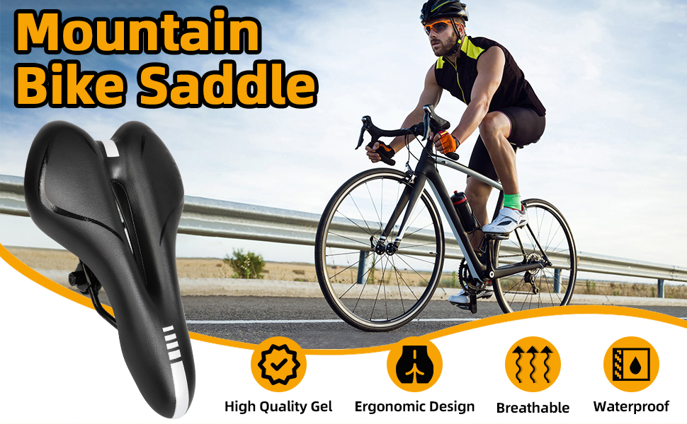 Зручний чоловічий велосипедний сідло з гелевою накладкою, ергономічне спортивне сідло для гірських велосипедів, підходить для чоловіків та жінок