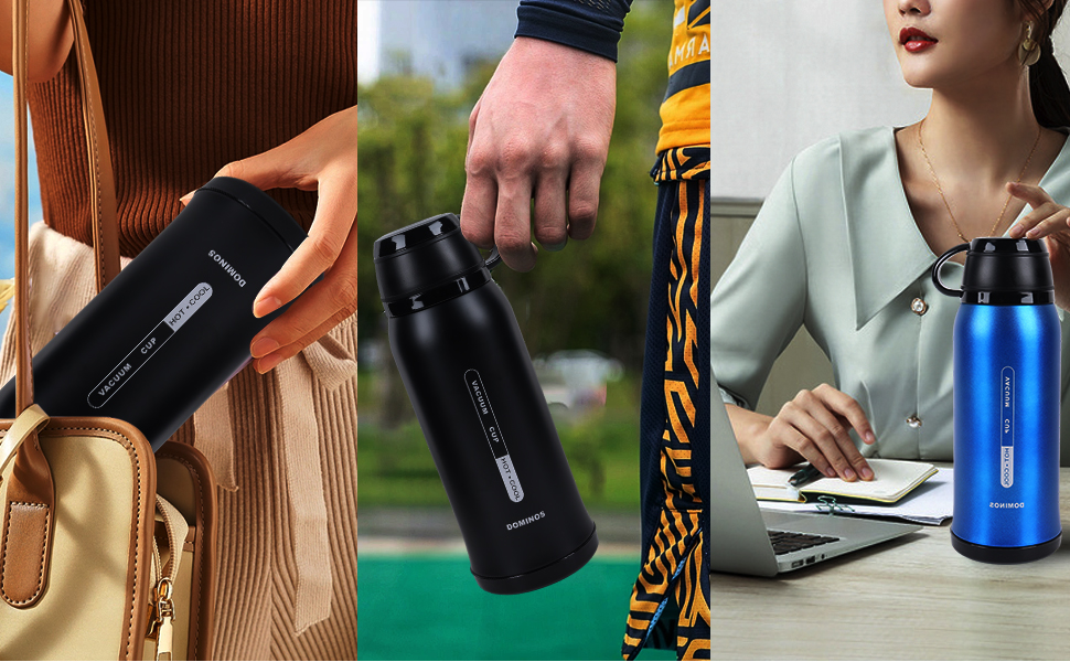 Термос-пляшка Y·J&H з нержавіючої сталі, 650 мл, подвійні стінки, без BPA, з кришкою-чашкою, для гарячих напоїв, для кемпінгу, шампанське золото