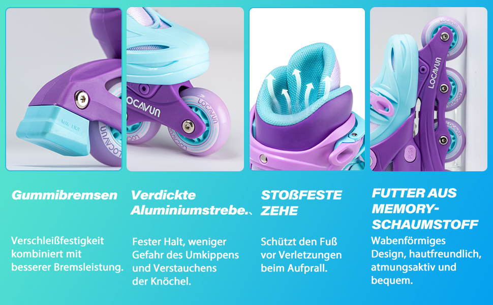 Дитячі ролики Inliner Kinder з регулюванням розміру 26-29, 29-34, 30-35. Ролики для дівчаток з колесами 82A PU, фіолетового кольору.