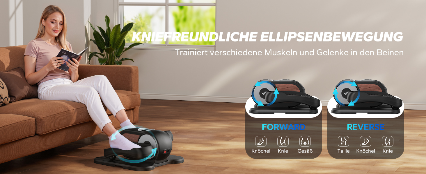 Міні електричний тренажер-еліпс MERACH для дому з пульт дистанційного керування, дисплеєм та неслизьким покриттям, 12 швидкостей, тихий та портативний, для дорослих та літніх людей (E32-2025-Чорний)