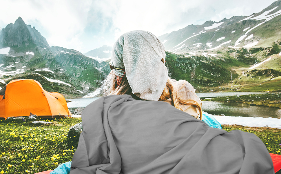 Легкий шовковий спальний мішок для подорожей 2в1, мікрофібра, компактний, для кемпінгу, туризму, готелів, зелений (сріблясто-сірий)