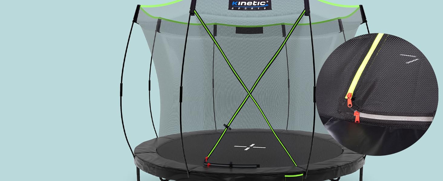 Трамплін KINETIC SPORTS Ultimate Pro для саду – Ø 244/305/366/427 см, сертифікат TÜV Rheinland GS, з металевою драбиною, скловолоконна сітка, дизайн 'Курча', вантажопідйомність до 160 кг (Ø 305 см), колір Sunset Orange