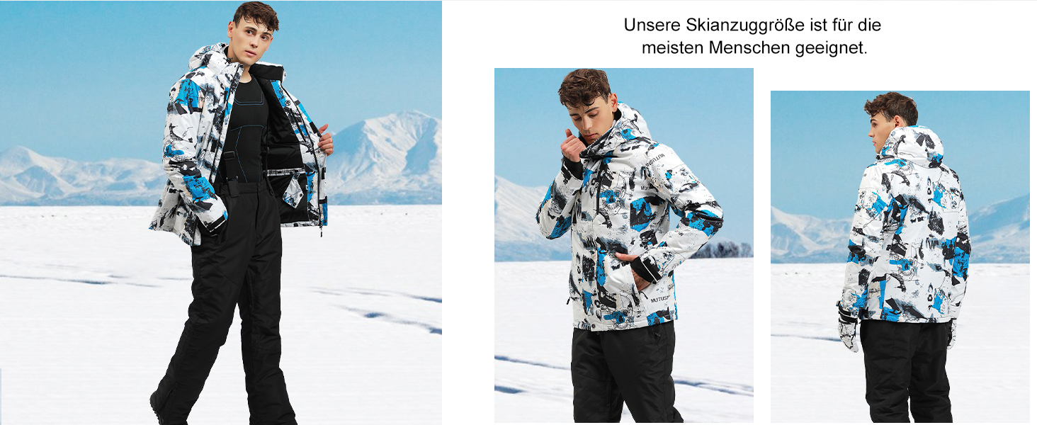 Комплект гірськолижний чоловічий HOTIAN: куртка та штани, зимовий костюм, водонепроникний, вітронепроникний, синій+чорний