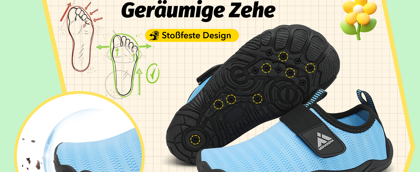 Дитячі шкарпетки-тапочки для плавання Mishansha: дихаючі, швидковисихаючі, антиковзкі, розмір 24-35, блакитні