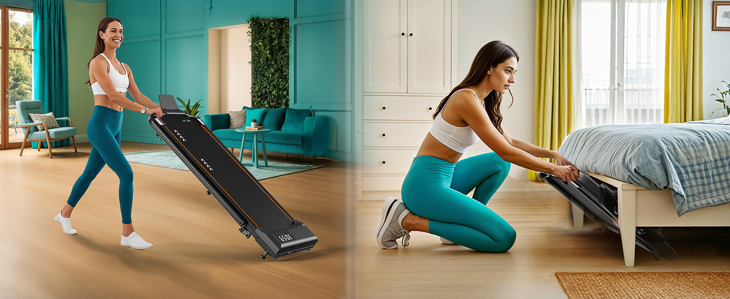 ORISYN Walking Pad - бігова доріжка для дому з регулюванням нахилу 7%, потужність 2.25HP, швидкість 1-12 км/год, 7-шарова поверхня, сірий колір