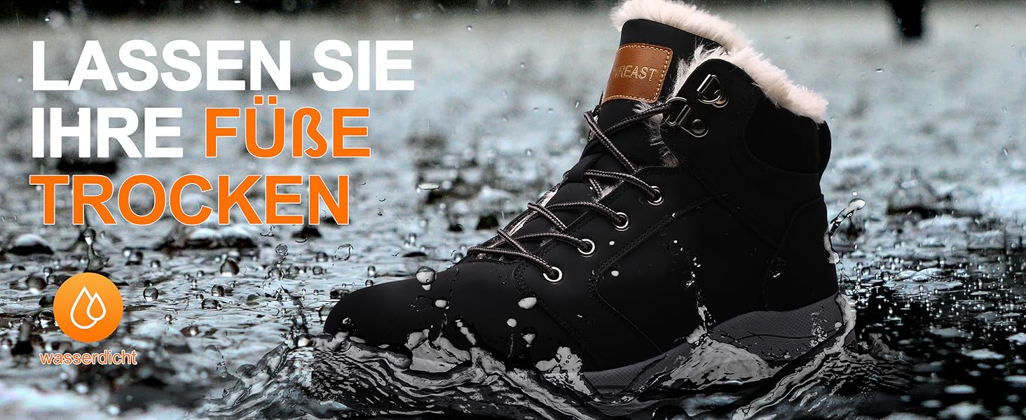 Зимові чоботи Visionreast: водонепроникні трекінгові чоботи для жінок та чоловіків, чорні, 43 EU