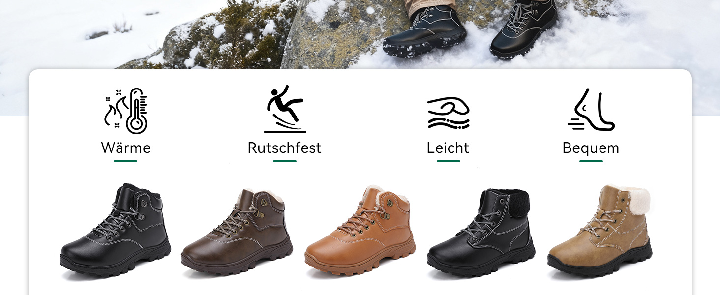 Зимові черевики чоловічі та жіночі – теплі, з підкладкою, зимові чоботи, чоботи для снігу, легкі, неслизькі, для активного відпочинку, трекінгу, снігу та повсякденного носіння, 38 EU, Хакі Gb189