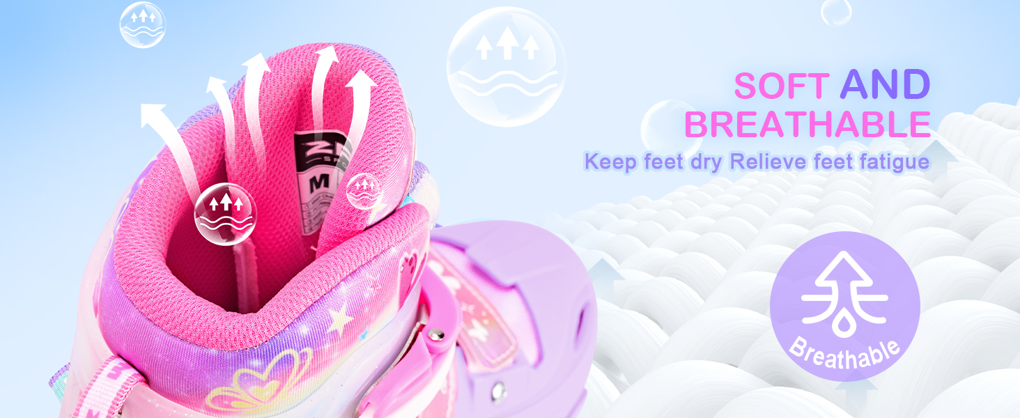 Роликові ковзани 2PM SPORTS для дітей: регульовані, рожево-блакитні, розмір 32-36 EU