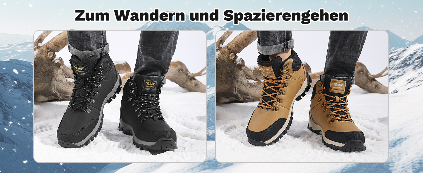 ARRIGO BELLO Зимові черевики для чоловіків: зимові чоботи, чоботи від снігу, утеплені, робочі черевики, для роботи та походів, розмір 41-46, G1, чорний, 43 EU