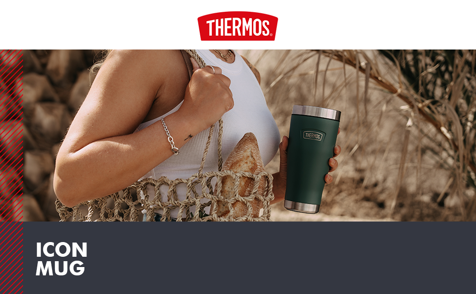 Термокружка Thermos ICON 470 мл, червона, нержавіюча сталь, ізольована, для кави, тримає тепло 7 годин, холод 22 години, герметична, BPA-free, можна мити в посудомийці