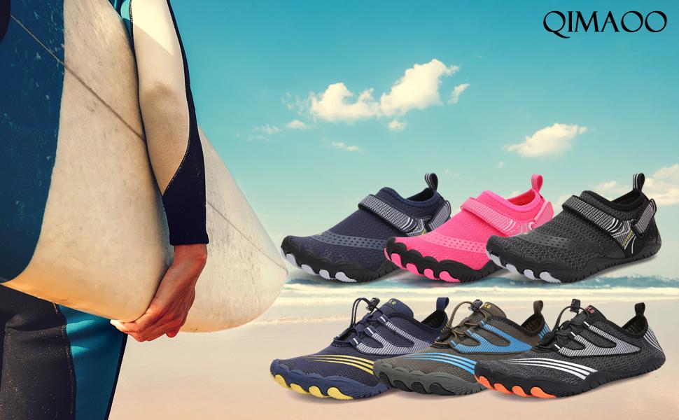 Чоловічі та жіночі аквашузи Barfußschuhe, швидковисихаючі, дихаючі, неслизькі, зелені (36 EU, 429 Weiß)