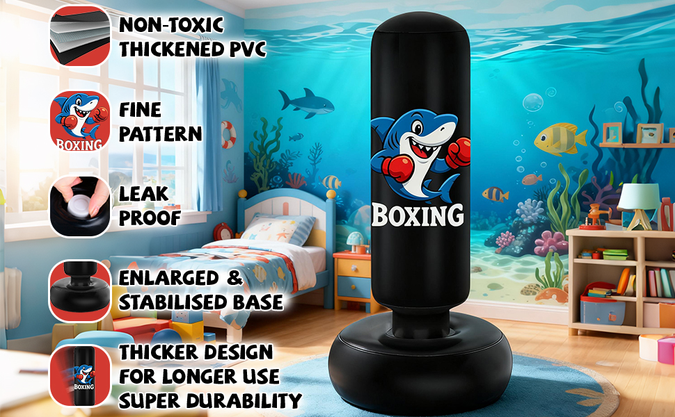 Дитячий боксерський мішок Qoosea для дітей 3-8 років, 130 см, надувний, з боксерськими рукавичками, для карате, кікбоксингу, Taekwondo, MMA, подарунок для хлопчиків та дівчаток