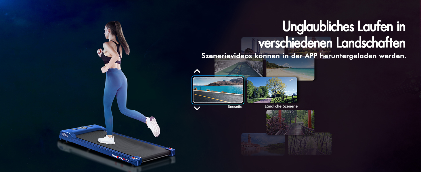 Walkingpad Laufband BLACK LORD SL9 - біговий доріжка, портативна, до 16 км/год, нахил до 9%, LED-дисплей, Bluetooth, для дому та офісу