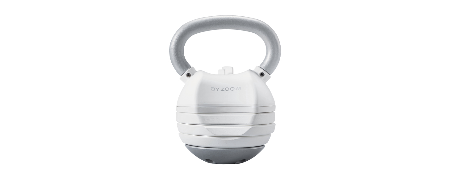 Гиря BYZOOM FITNESS 18 кг, біла, 5 ваг