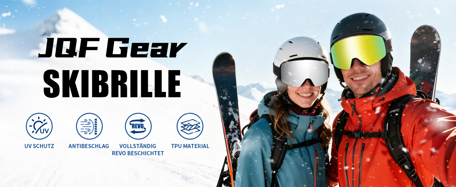 Скі-маска JQF Gear для унісекс YH227 з захистом від запотівання, анти-ковзаючим ремінцем, UV-захистом та регулюванням. Скі-окуляри для сноубордингу та катання на лижах, REVO покриття, червоно-чорний колір (VLT16%)