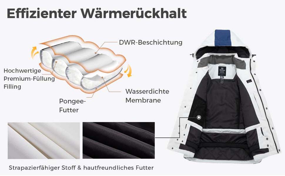 Чоловіча водонепроникна куртка Wantdo для катання на лижах, вітрозахисна спортивна куртка для активного відпочинку, тепла зимова куртка для снігу, гірська куртка, XXL, біло-червона